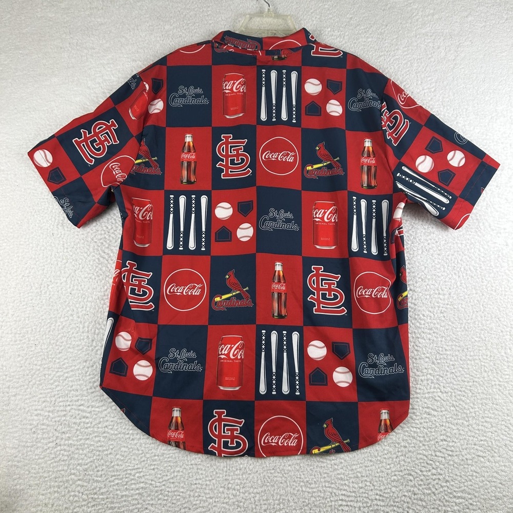 St. Louis Cardinals Shirt Mens XL Red Blue MLB Baseball Coca-Cola All Over Print - Picture 6 of 11